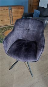 Abbildung: 3x Clubsessel Design Stuhl dunkelgrau Samt mit Armlehne